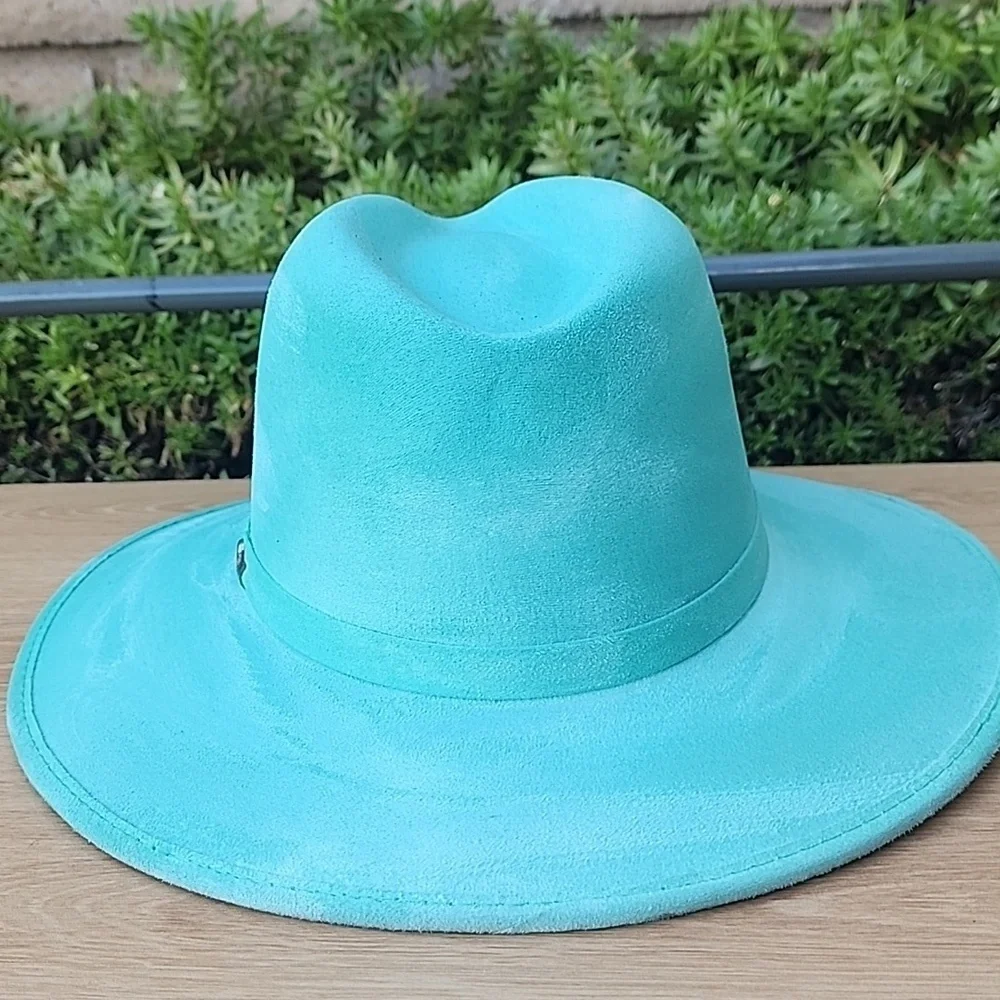 Royal Road Trading Company Teal Wide-Brim Suede Hat